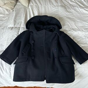 Stylish Kids Navy Pea Coat with Hood